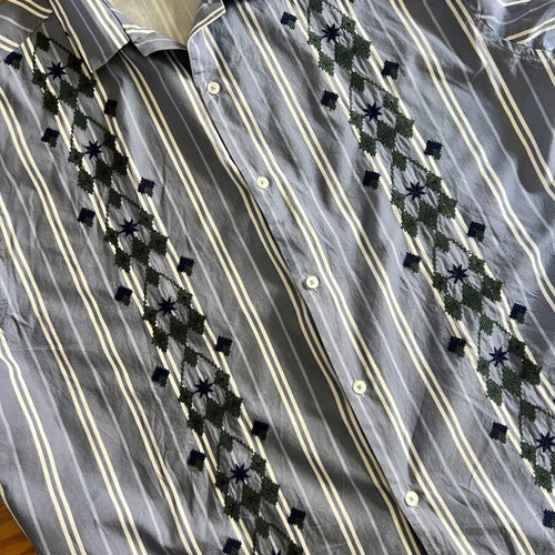 Striped shirt with embroidery XXL like new, turquoise