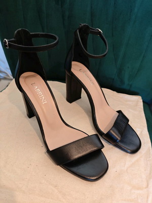 Labrini block-heel ankle-strap sandals new, black leather