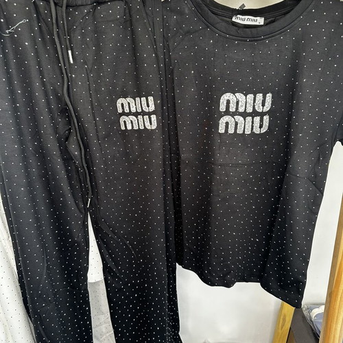 Miu Miu women's set black with rhinestone details new