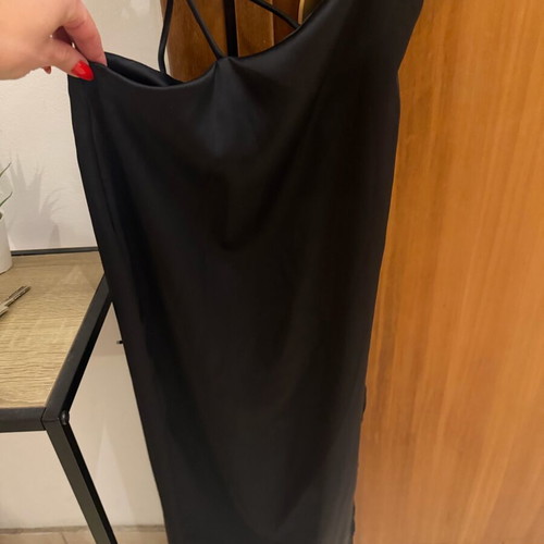 Satin dress Zara XS like new, black with cut out and slit