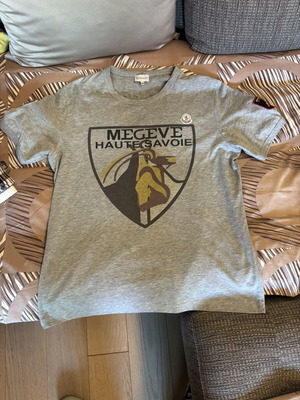 Moncler men's t-shirt used, gray, size XXL fitting like large