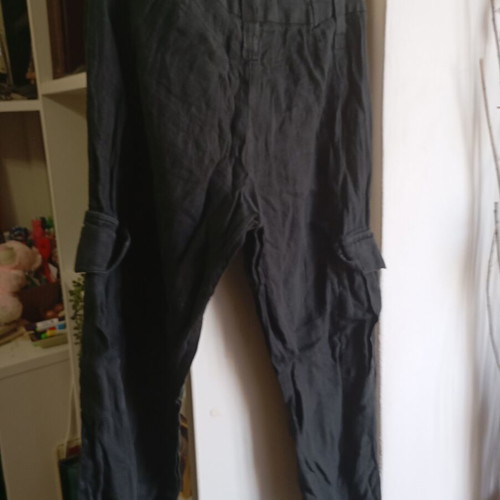 Rebecca Blu black linen cargo pants, size M