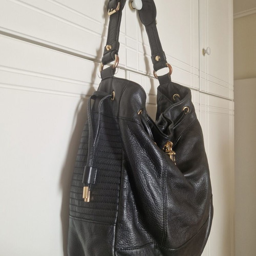 Juicy Couture shoulder bag used, black leather with gold details