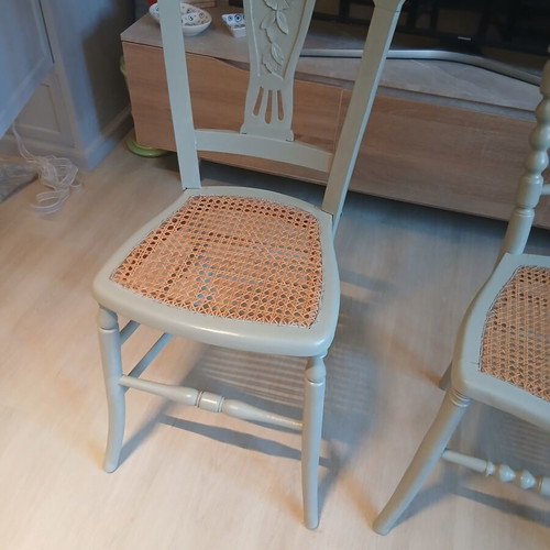 Two vintage chairs with wicker in like new condition