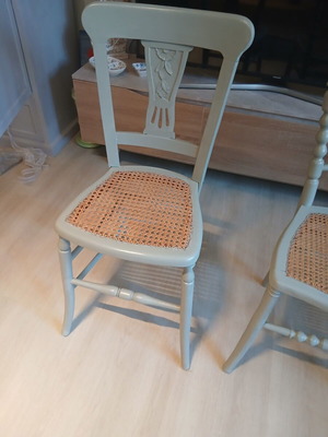 Two vintage chairs with wicker in like new condition