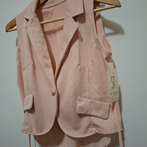 Sleeveless vest with transparency, new, soft pink
