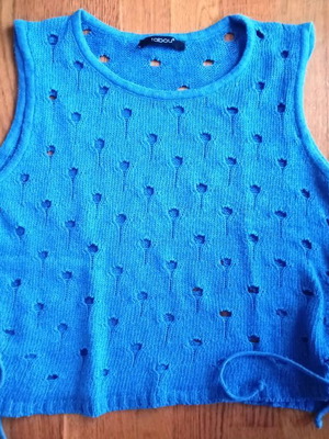 Tabou Blue Sleeveless Knit Top like new