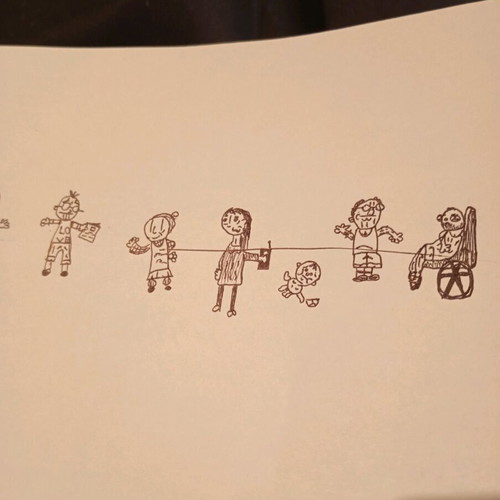 Children's drawing like new on A4 paper with pen