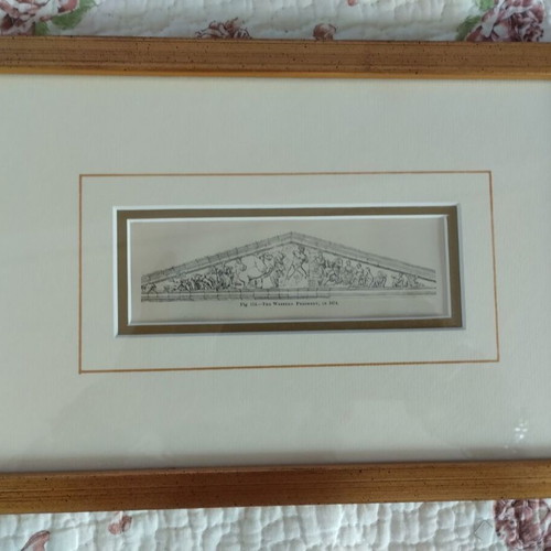 Authentic engraving Western pediment of Parthenon like new