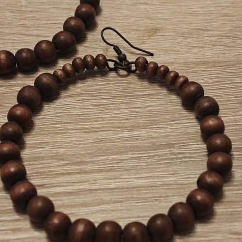 Vintage wooden brown earrings
