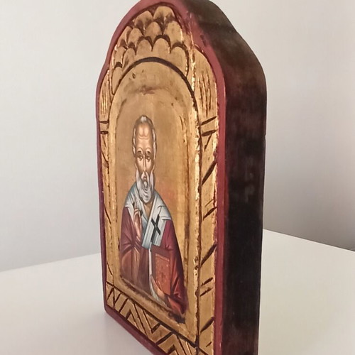 Handmade icon of Saint Nicholas like new, Byzantine art