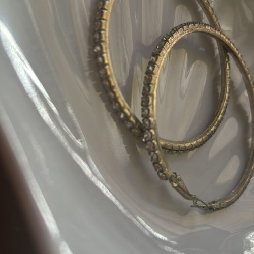 Hoop earrings used, silver with rhinestones