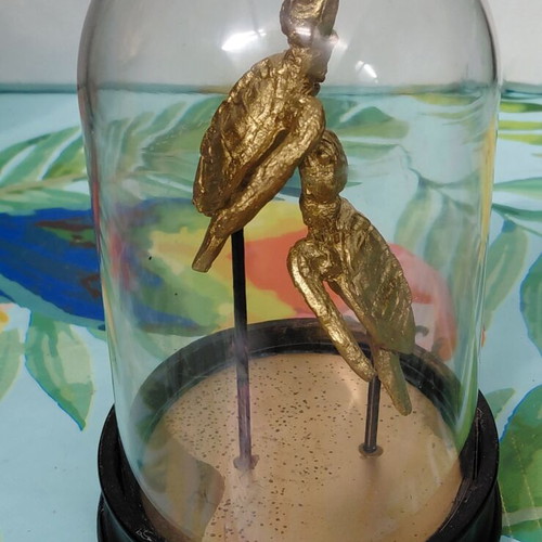 Golden turtles under glass dome, 18 cm high