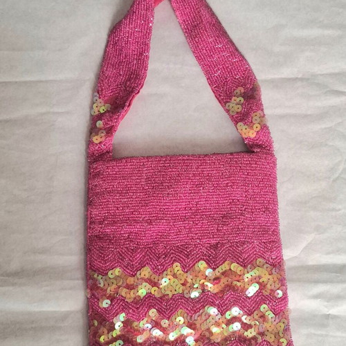 Statement fuchsia hand bag new with beads and sequins