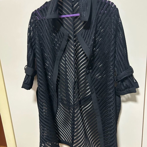 Minus perforated black trench coat like new
