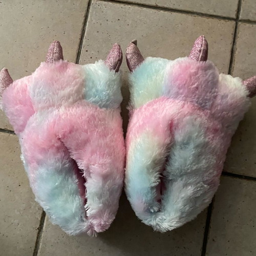 3D Fluffy Monster Pink Slippers used size 40-41