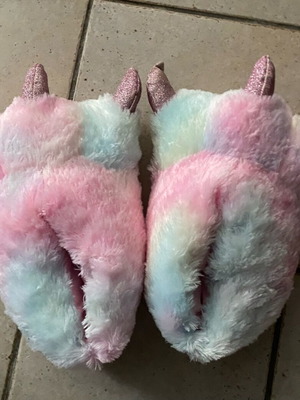 3D Fluffy Monster Pink Slippers used size 40-41