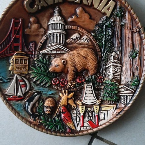 Decorative plate used, embossed, from California