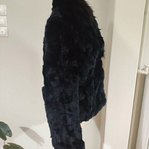 Conbipel short rabbit fur coat like new, black