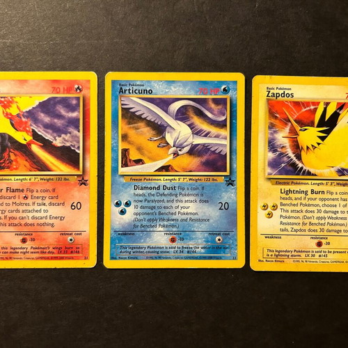Pokémon cards Moltres Zapdos Articuno Wizards Black Star promos used