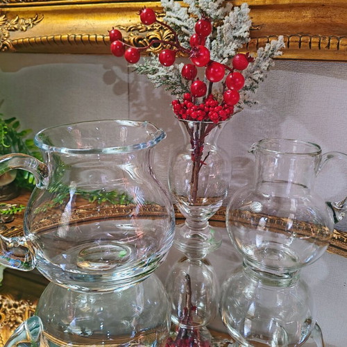 Vintage set of 3 solid glass pitchers and vase, Austria