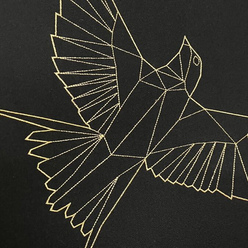 Wall art with bird design in gold details, 55x55 cm