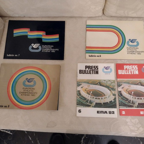 European Athletic Championships Athens 1982 bulletins used, issues 2, 6, 7, 8
