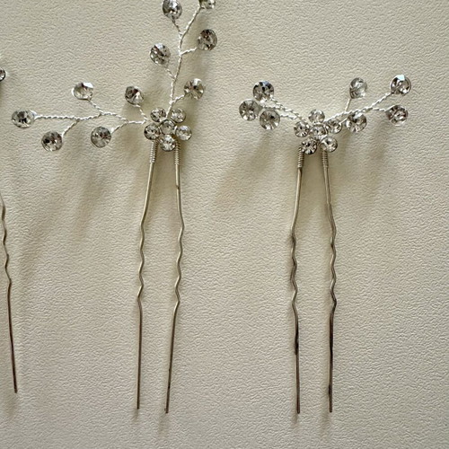 Set of 5 bridal hairpins with rhinestones
