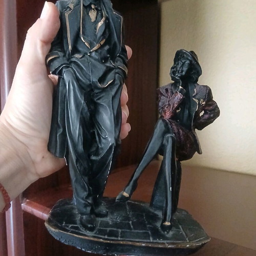 Decorative man-woman figurines used, gypsum, 1980s