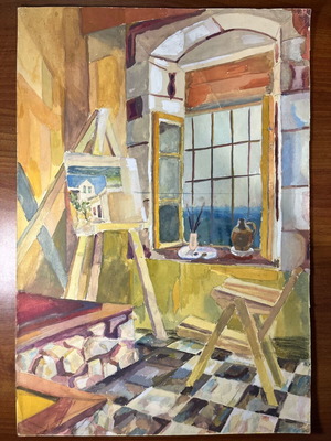 Unsigned artwork likely by Eftyhia Androulaki used 34x50