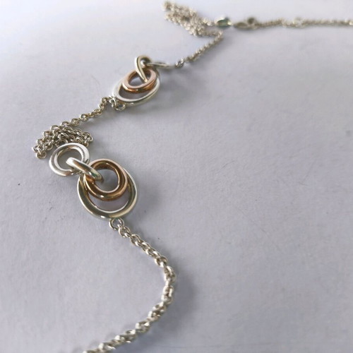Links of London 925 silver necklace like new, 89 cm, with rose gold