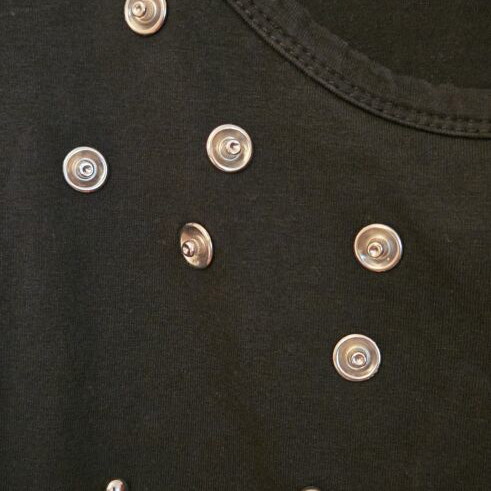 JQ Fashion black sleeveless top with metallic studs, used, size M