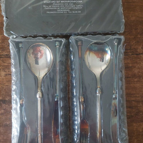 Silver-plated old cutlery sets closed in boxes, 3 sets new
