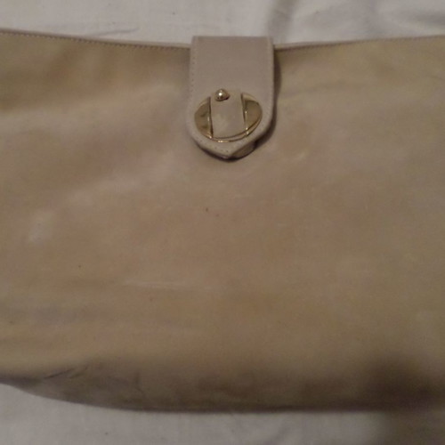 Women's suede clutch bag beige new