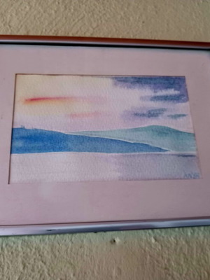 Small watercolor painting with frame, like new