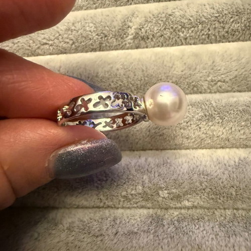 Jenavi silver ring with pearl new, white and silver