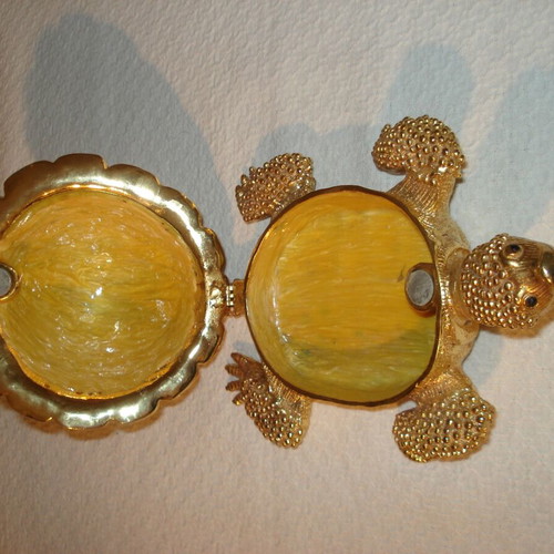 Metal turtle jewelry box used