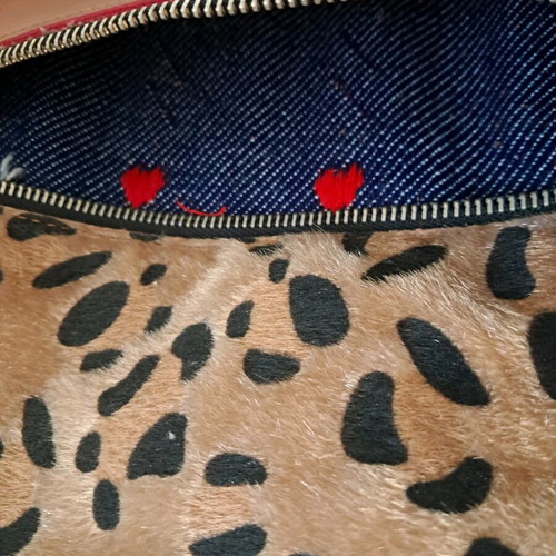 Pierro bag made of eco leather like new, tan with leopard print