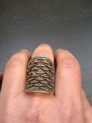 Ring with small marcasite stones like new, size 8 silver