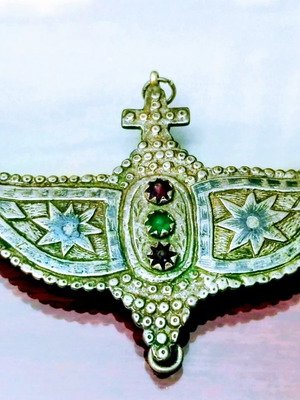 Authentic traditional Epirotic silver jewelry used, colored glass stones