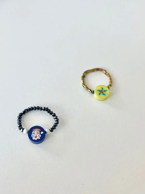 Handmade rings with fimo, hematite and crystal beads, multicolor