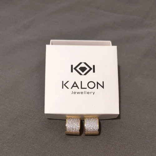 Earrings new with zircon and gold-tone and silver-tone brass