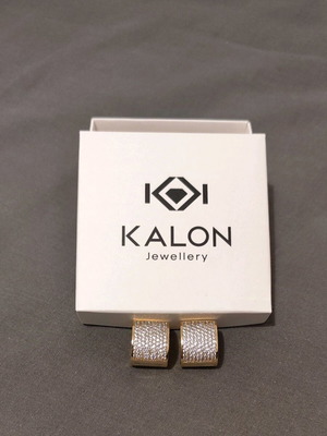 Earrings new with zircon and gold-tone and silver-tone brass