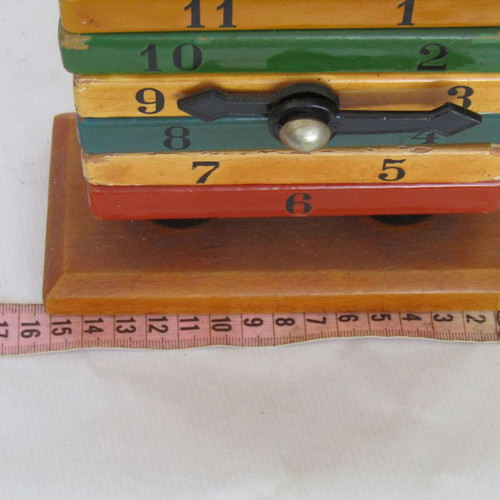 Kouvalias vintage wooden educational clock toy 1970s used