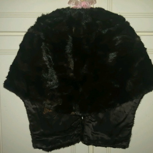 Mink fur bolero in black with 2 fur collars gift