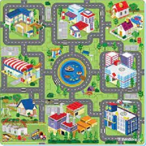 Children's floor puzzle used Road Track with 9 squares 30x30