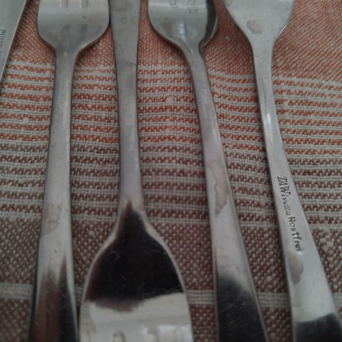 Small forks set of 7 used, stainless steel Rostfrei