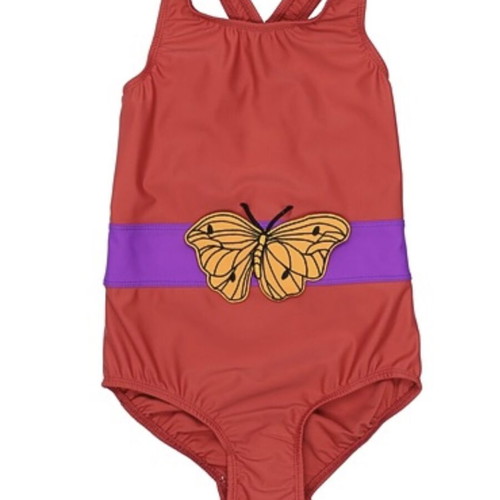 Mini Rodini swimsuit 8 years like new, brick red