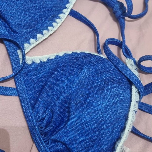 Swimsuit set new, size M-L, blue with embroidery