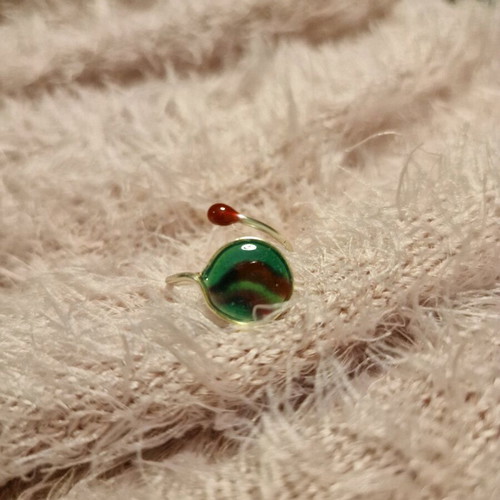 Ring with liquid glass new handmade
